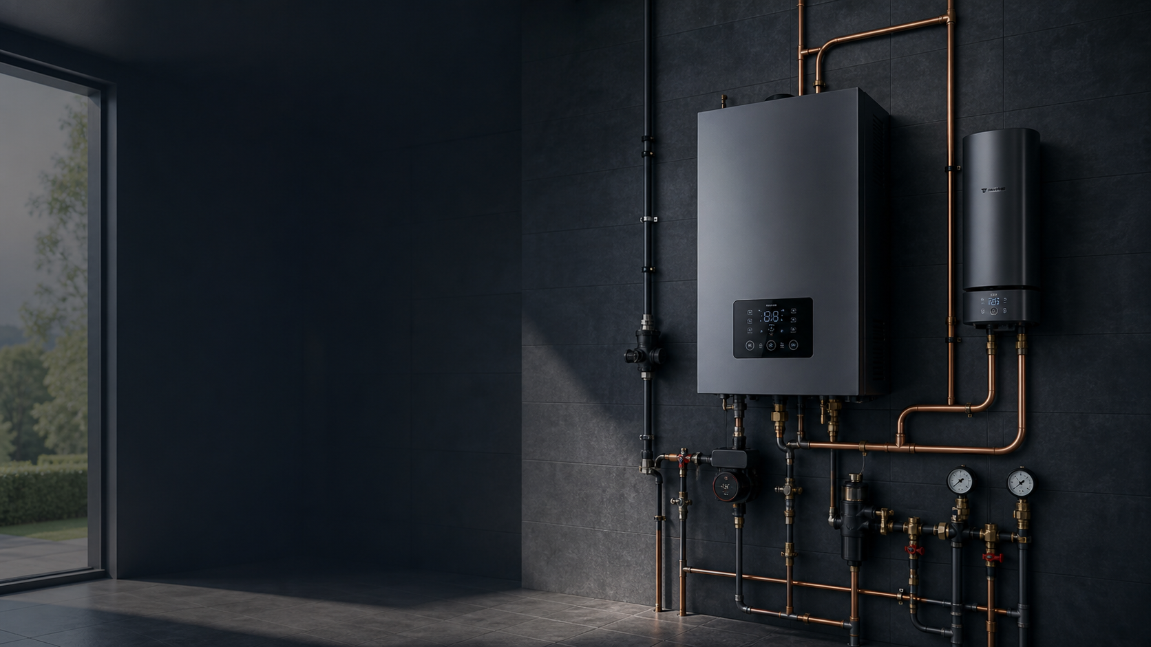 Wall-mounted water heating systems with professional pipe installation